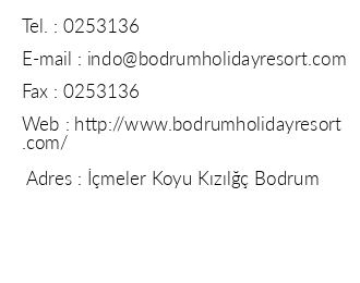 Bodrum Holiday Resort & Spa iletiim bilgileri